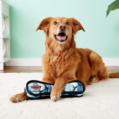 Show full view: Tuffy's Ultimate Bone Squeaky Plush Dog Toy, Camo Blue slide 6 of 12