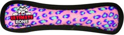 Tuffy's Ultimate Bone Squeaky Plush Dog Toy, Pink Leopard