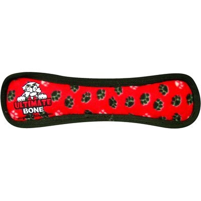 Tuffy's Tuffy's Ultimate Bone Squeaky Plush Dog Toy, Red Paws