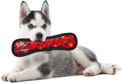 Show full view: Tuffy's Ultimate Bone Squeaky Plush Dog Toy, Red Paws slide 4 of 12
