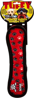 Show full view: Tuffy's Ultimate Bone Squeaky Plush Dog Toy, Red Paws slide 6 of 12