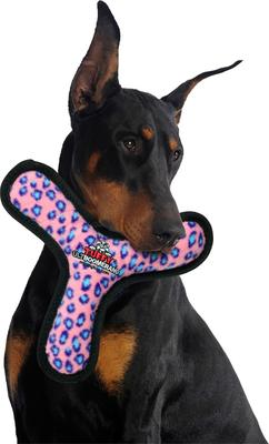 Show full view: Tuffy's Ultimate Bowmerang Squeaky Plush Dog Toy, Pink Leopard slide 3 of 12