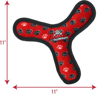 Show full view: Tuffy's Ultimate Bowmerang Squeaky Plush Dog Toy, Red Paws slide 2 of 12