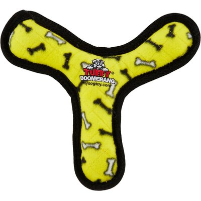 Tuffy's Tuffy's Ultimate Bowmerang Squeaky Plush Dog Toy, Yellow Bones