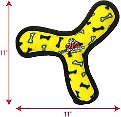 Tuffy's Ultimate Bowmerang Squeaky Plush Dog Toy, Yellow Bones slide 2 of 9