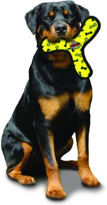 Show full view: Tuffy's Ultimate Bowmerang Squeaky Plush Dog Toy, Yellow Bones slide 3 of 12