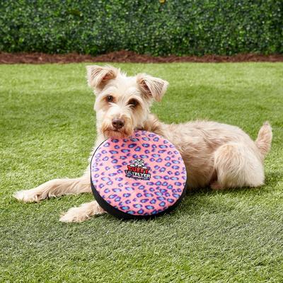Show full view: Tuffy's Ultimate Flyer Squeaky Plush Dog Toy, Pink Leopard slide 4 of 11