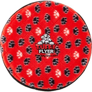 Tuffy's Ultimate Flyer Squeaky Plush Dog Toy, Red Paws