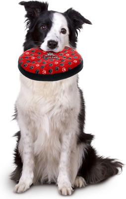 Show full view: Tuffy's Ultimate Flyer Squeaky Plush Dog Toy, Red Paws slide 3 of 11