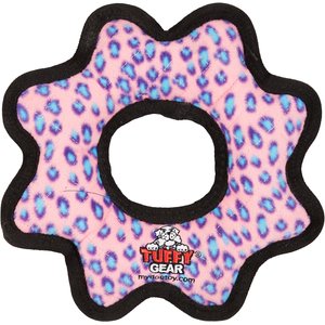 Tuffy's Ultimate Gear Ring Squeaky Plush Dog Toy, Pink Leopard
