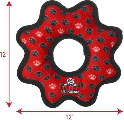 Show full view: Tuffy's Ultimate Gear Ring Squeaky Plush Dog Toy, Red Paws slide 2 of 9