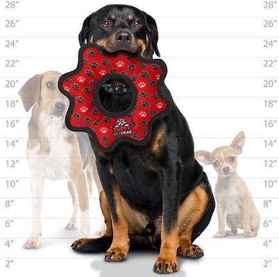 Show full view: Tuffy's Ultimate Gear Ring Squeaky Plush Dog Toy, Red Paws slide 6 of 9
