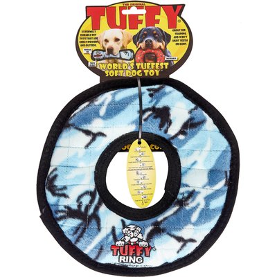 Tuffy's Tuffy's Ultimate Ring Squeaky Plush Dog Toy, Camo Blue