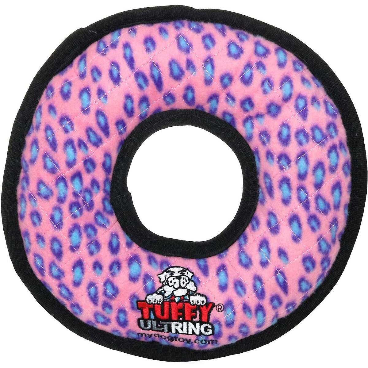 Tuffy's Ultimate Ring Squeaky Plush Dog Toy, Pink Leopard