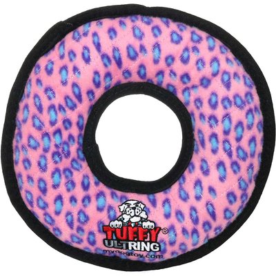 Tuffy's Tuffy's Ultimate Ring Squeaky Plush Dog Toy, Pink Leopard