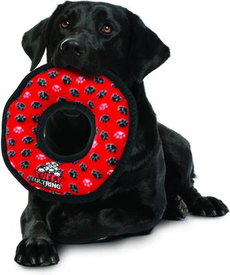 Show full view: Tuffy's Ultimate Ring Squeaky Plush Dog Toy, Red Paws slide 3 of 7