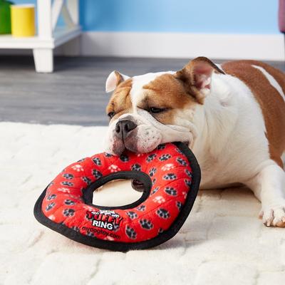 Show full view: Tuffy's Ultimate Ring Squeaky Plush Dog Toy, Red Paws slide 4 of 7