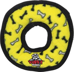 Tuffy's Ultimate Ring Squeaky Plush Dog Toy, Yellow Bones