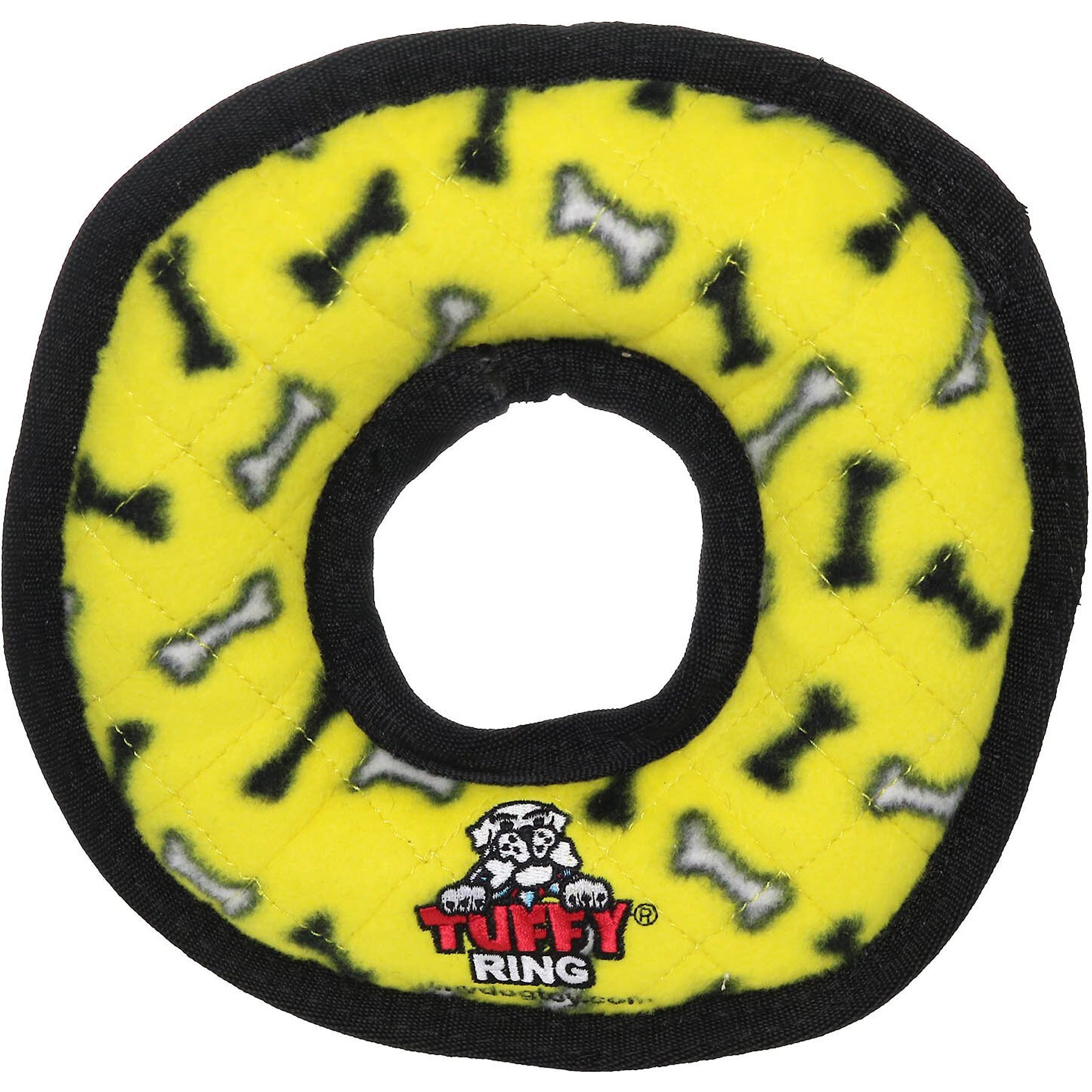 Tuffy's Ultimate Ring Squeaky Plush Dog Toy, Yellow Bones