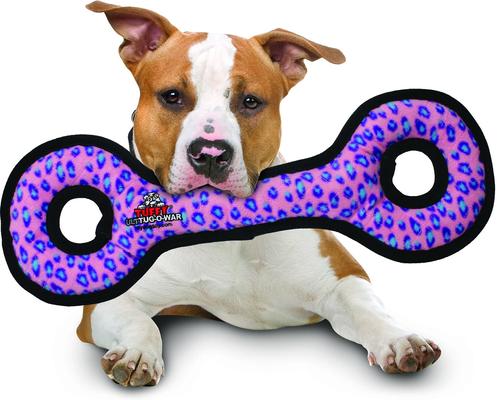 Show full view: Tuffy's Ultimate Tug-O-War Squeaky Plush Dog Toy, Pink Leopard slide 3 of 8