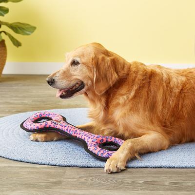 Show full view: Tuffy's Ultimate Tug-O-War Squeaky Plush Dog Toy, Pink Leopard slide 4 of 8