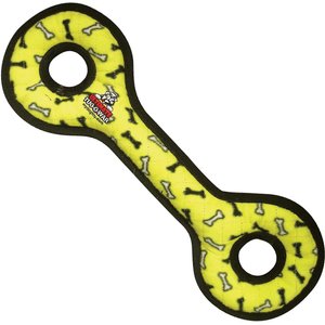 Tuffy's Ultimate Tug-O-War Squeaky Plush Dog Toy, Yellow Bones
