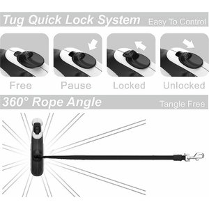 TUG Nylon Tape Retractable Dog Leash, Blue, Medium: 16-ft long