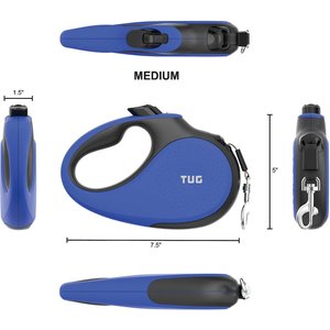 TUG Nylon Tape Retractable Dog Leash, Blue, Medium: 16-ft long