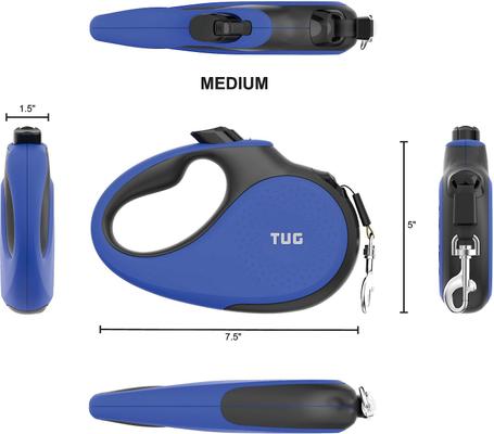 Show full view: TUG Nylon Tape Retractable Dog Leash, Blue, Medium: 16-ft long slide 5 of 6
