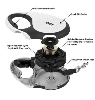 Show full view: TUG Nylon Tape Retractable Dog Leash, White, Large: 16-ft long slide 4 of 8