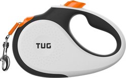 TUG Nylon Tape Retractable Dog Leash, White/Orange, Large: 16-ft long