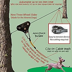Tumbo Trolley Dog Xtreme Stretching Coil Cable with Anti-Shock Bungee Aerial Dog Tie Out, Black, 100-ft slide 2 of 5