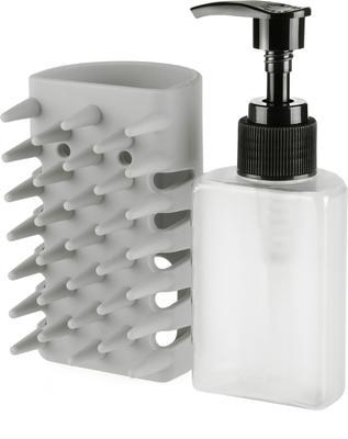 Show full view: Tweezerman 2-in-1 Shampoo Dispenser & Bath Massage Dog & Cat Brush, Grey slide 3 of 12