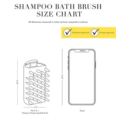 Show full view: Tweezerman 2-in-1 Shampoo Dispenser & Bath Massage Dog & Cat Brush, Grey slide 6 of 12
