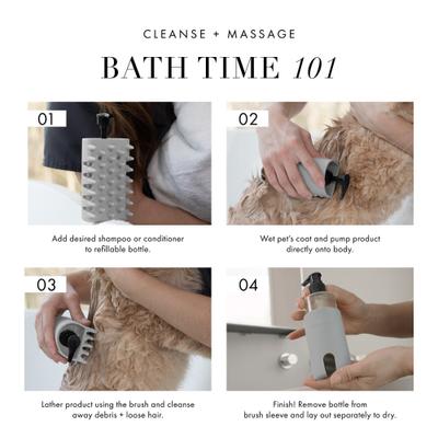 Show full view: Tweezerman 2-in-1 Shampoo Dispenser & Bath Massage Dog & Cat Brush, Grey slide 9 of 12