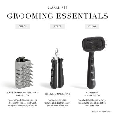 Show full view: Tweezerman 2-in-1 Shampoo Dispenser & Bath Massage Dog & Cat Brush, Grey slide 10 of 12