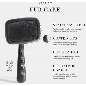 Tweezerman Coated Tip Ergonomic Handle Cat & Dog Slicker Brush, Black, Large