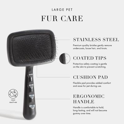 Show full view: Tweezerman Coated Tip Ergonomic Handle Cat & Dog Slicker Brush, Black, Large slide 3 of 12