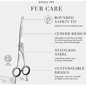 Tweezerman Stainless Steel Curved Dog & Cat Grooming Shears, 7-in