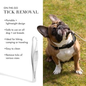 Tweezerman Stainless Steel Portable Tick Removal Tweezer for Cats & Dogs