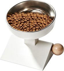 Twinsing Adjustable Elevated Removable Stainless Steel Cat Bowl, 3-cup, White