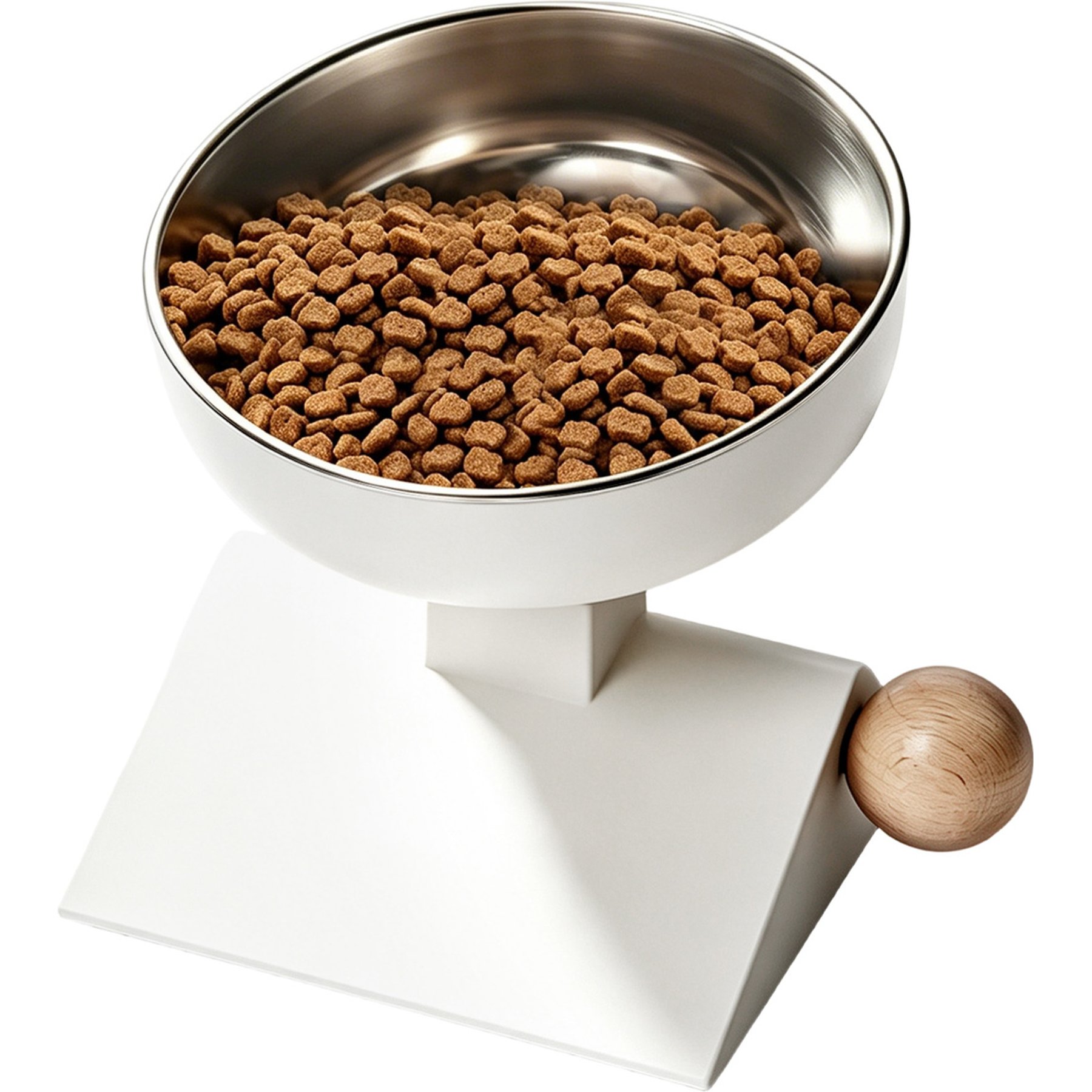 Twinsing Adjustable Elevated Removable Stainless Steel Cat Bowl, 3-cup, White