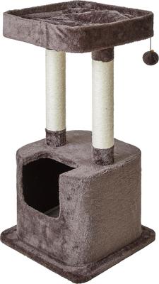 Show full view: Two By Two Boxwood 31.5-in Plush Cat Tree & Condo, Brown, Medium slide 4 of 10