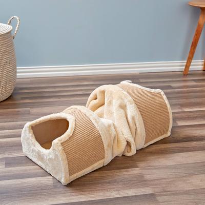 Show full view: Two By Two Cameo 31 to 59-in Faux-Fur Scratching Tunnel Cat Tree slide 6 of 10