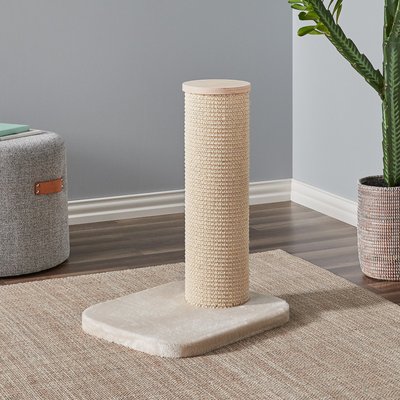 Two By Two Two By Two City Cat Deluxe European 24-in Faux-Fur Cat Scratching Post, Beige