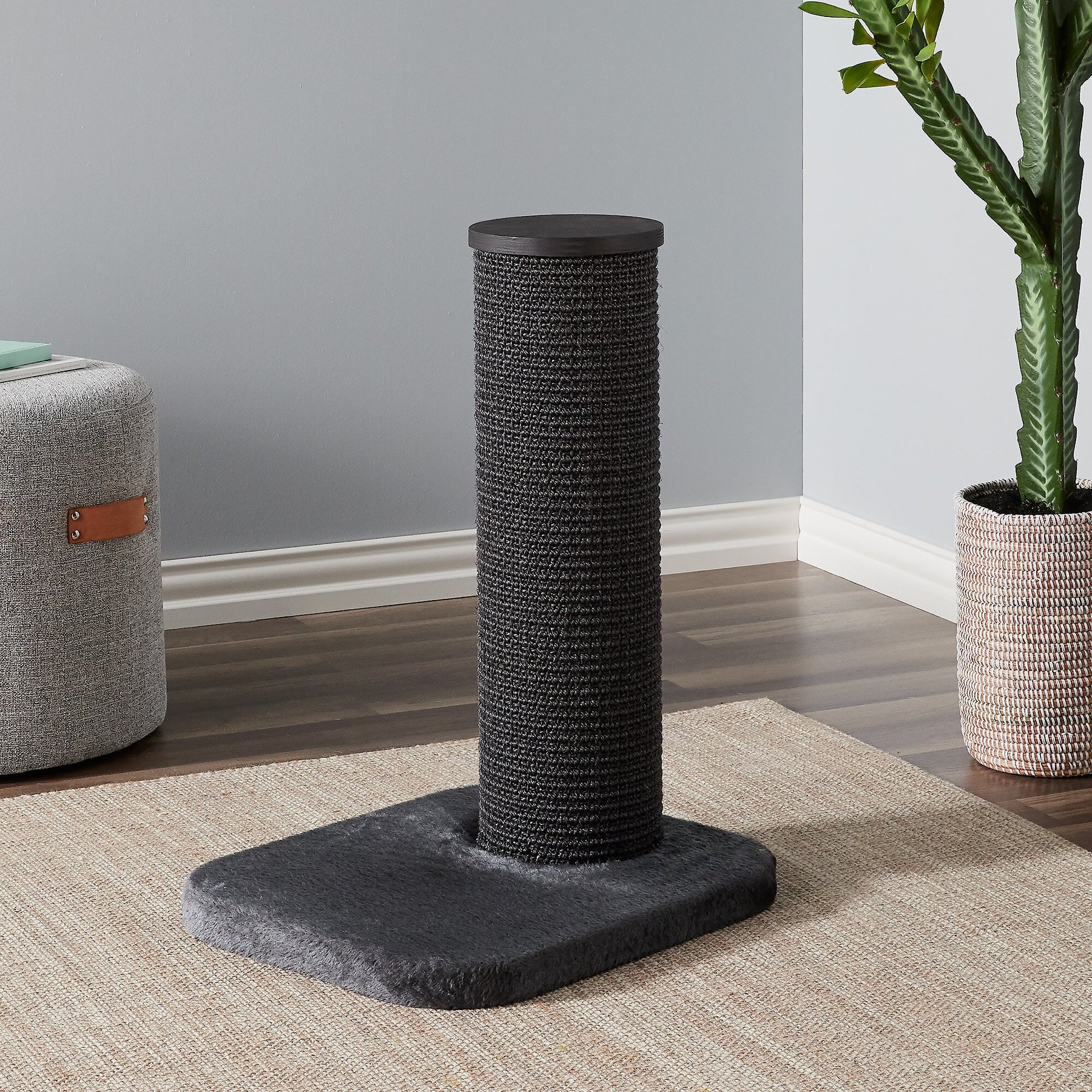 Two By Two City Cat Deluxe European 24-in Faux-Fur Cat Scratching Post, Grey