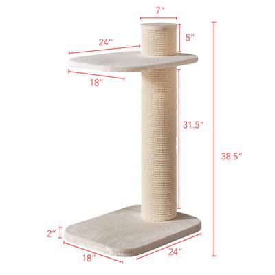 Show full view: Two By Two City Cat Deluxe European 38-in Faux Fur Cat Tree, Beige slide 3 of 5