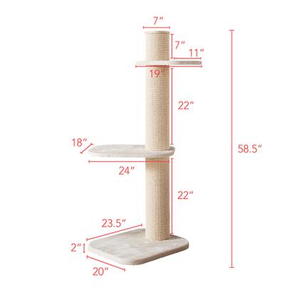 Show full view: Two By Two City Cat Deluxe European 58-in Faux Fur Cat Tree, Beige slide 2 of 4