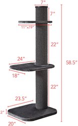 Two By Two City Cat Deluxe European 58-in Faux Fur Cat Tree, Grey slide 2 of 3