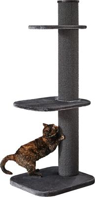 Show full view: Two By Two City Cat Deluxe European 58-in Faux Fur Cat Tree, Grey slide 3 of 4